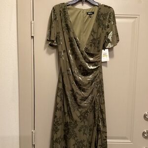 Kensie Floral Velvet Burnout Faux Wrap Midi Dress